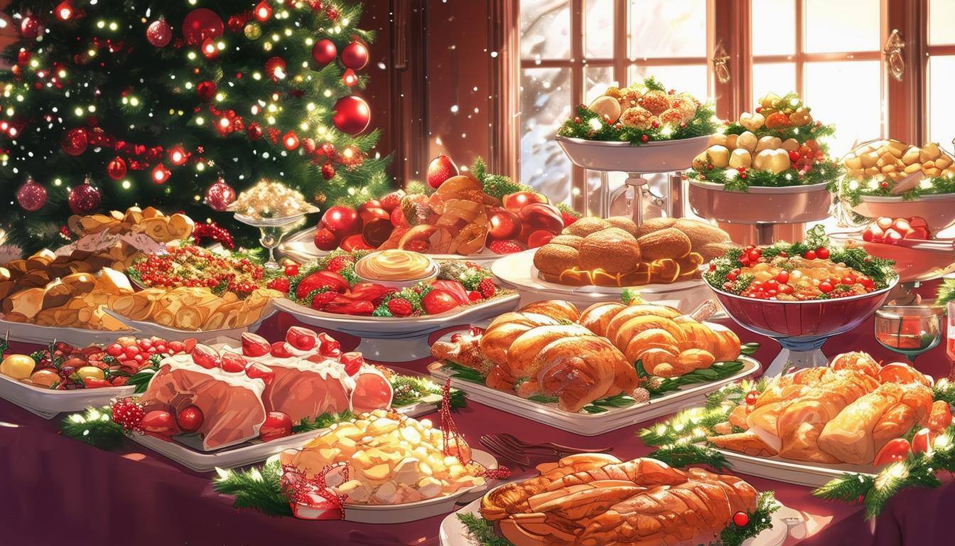 christmas food buffet food