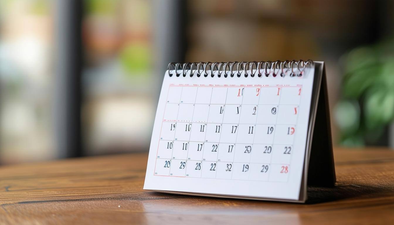 Calendar with a scheduled event